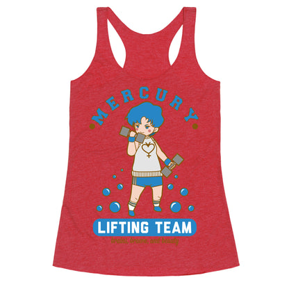 Mercury Lifting Team Parody White Racerback Tank