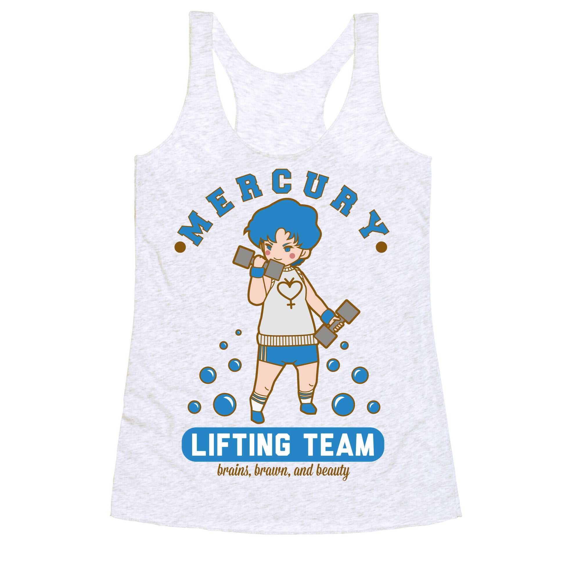 Mercury Lifting Team Parody White Racerback Tank