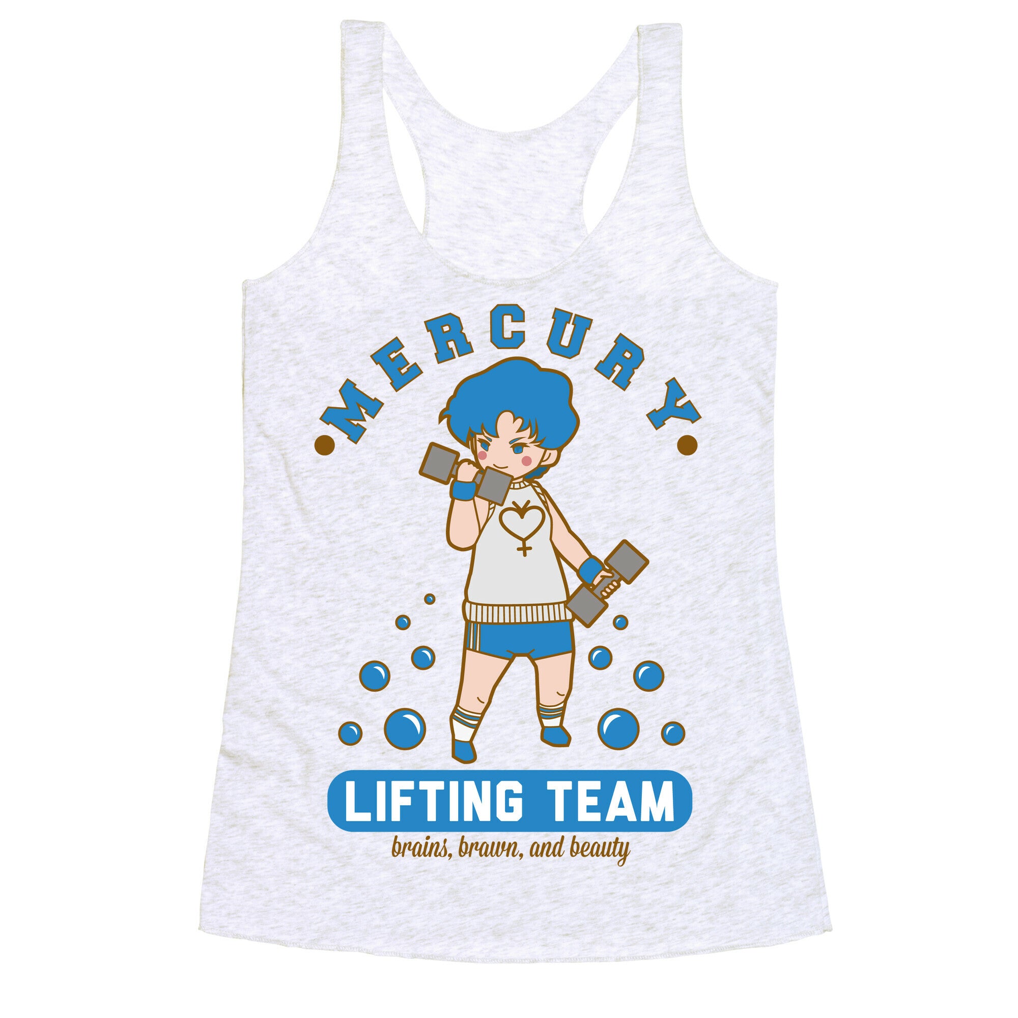 Mercury Lifting Team Parody White Racerback Tank