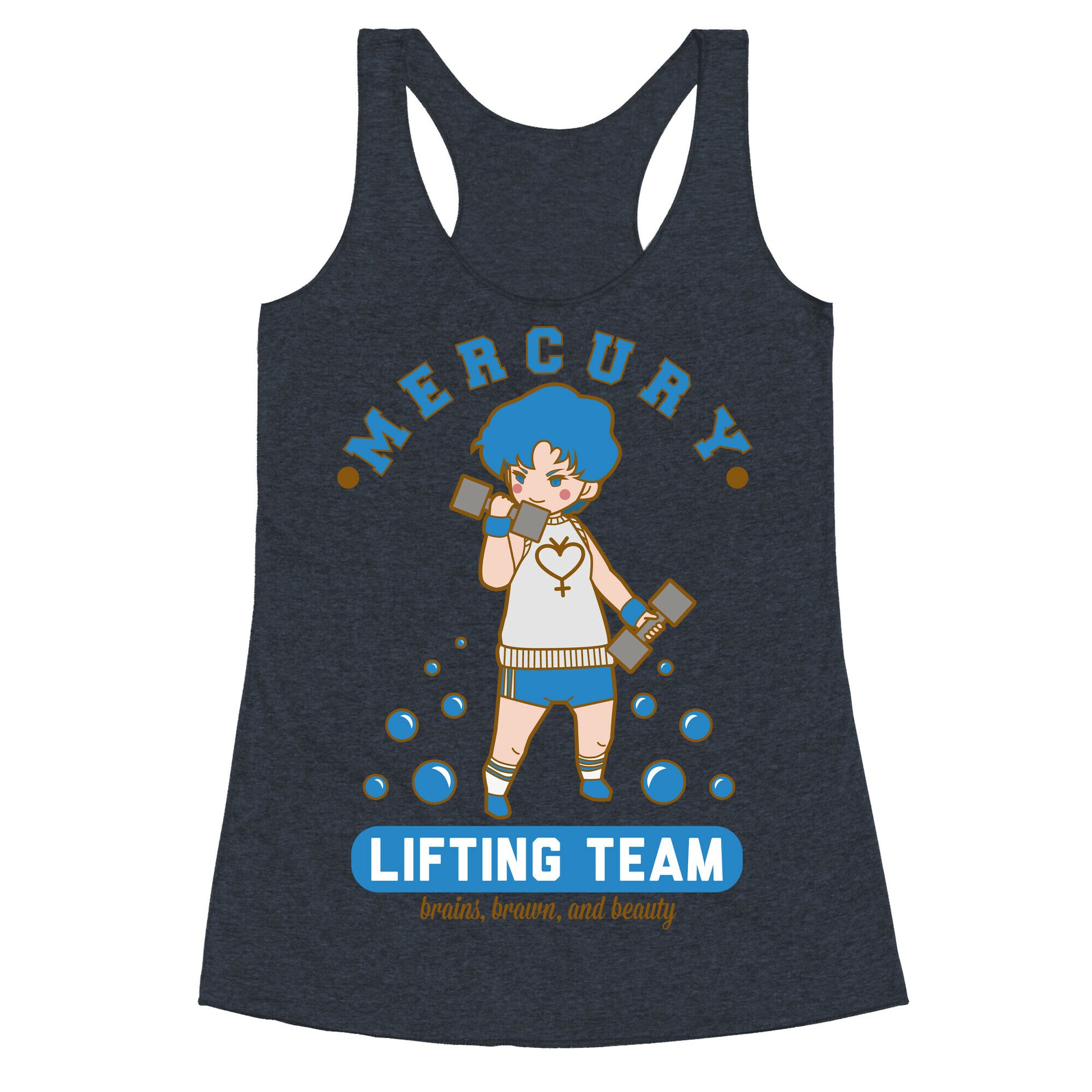 Mercury Lifting Team Parody White Racerback Tank