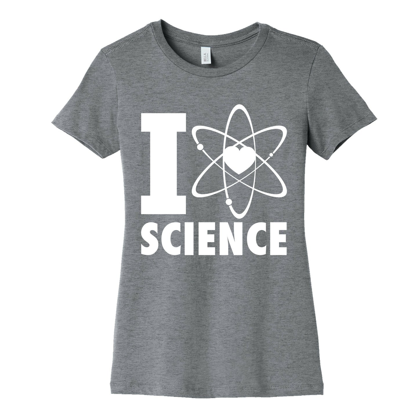 I Love Science (Atom Heart) (White Ink) Women's Cotton Tee