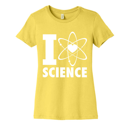 I Love Science (Atom Heart) (White Ink) Women's Cotton Tee