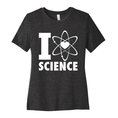 I Love Science (Atom Heart) (White Ink) Women's Cotton Tee