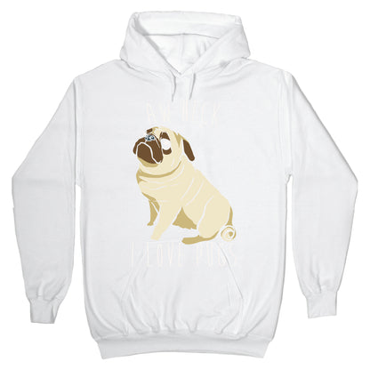 Aw Heck I Love Pugs White Print Hoodie
