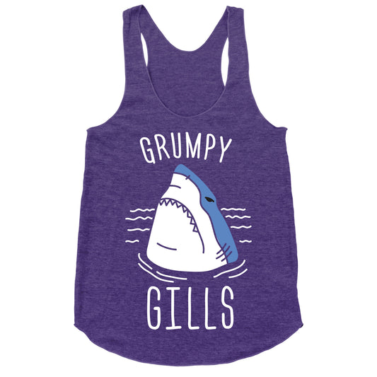 Grumpy Gills Shark (White) Racerback Tank