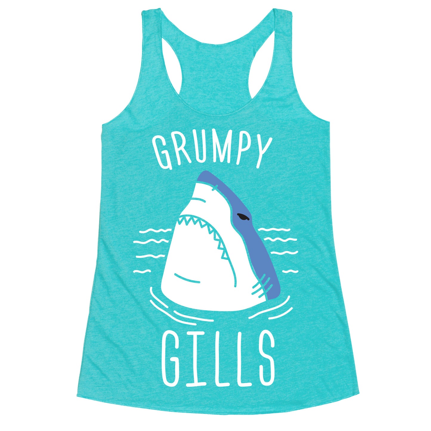 Grumpy Gills Shark (White) Racerback Tank