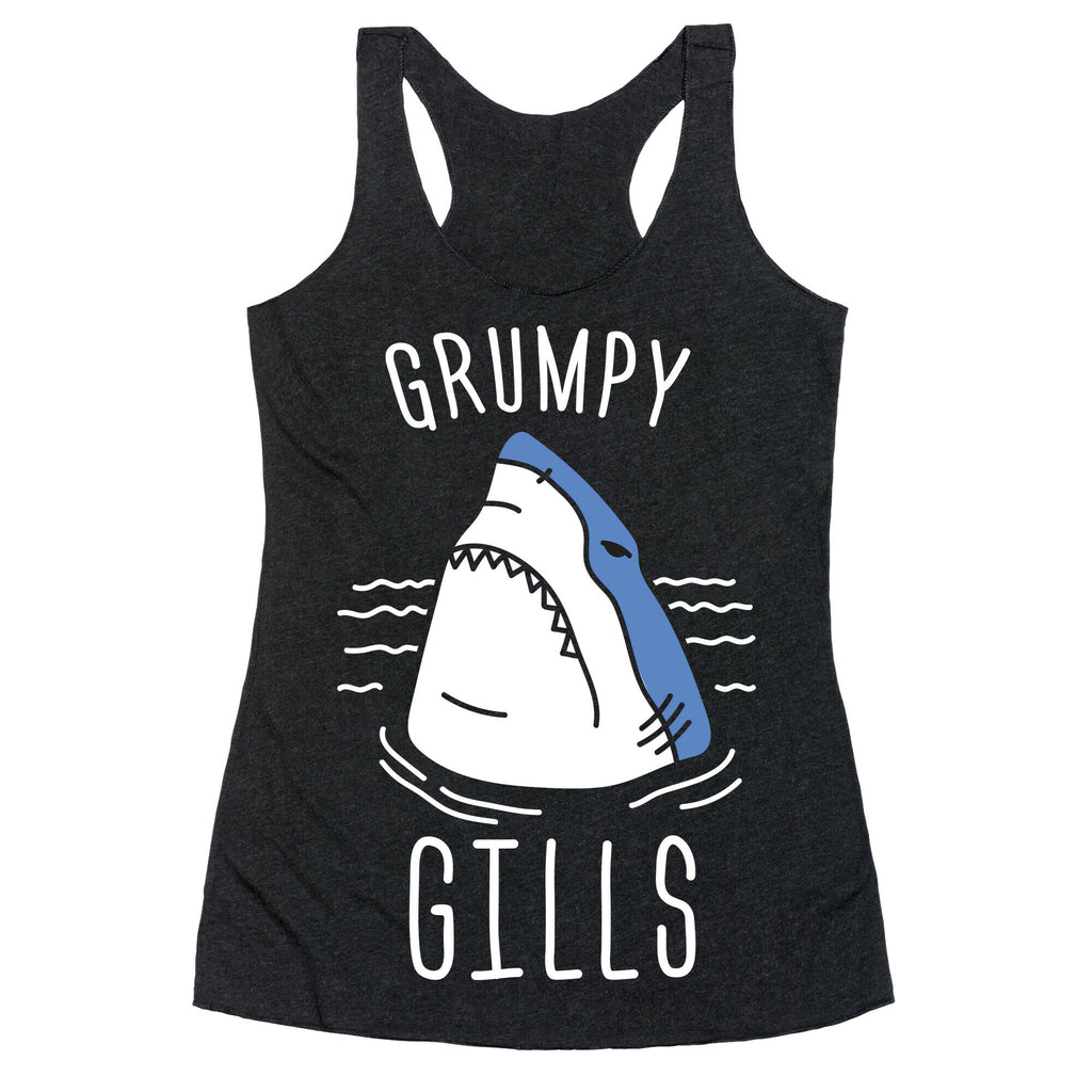 Grumpy Gills Shark (White) Racerback Tank