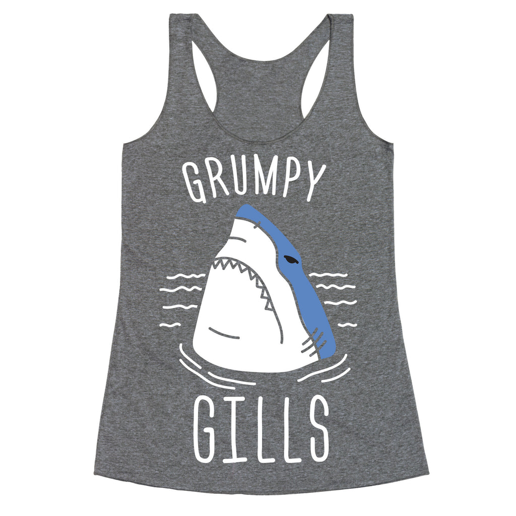 Grumpy Gills Shark (White) Racerback Tank