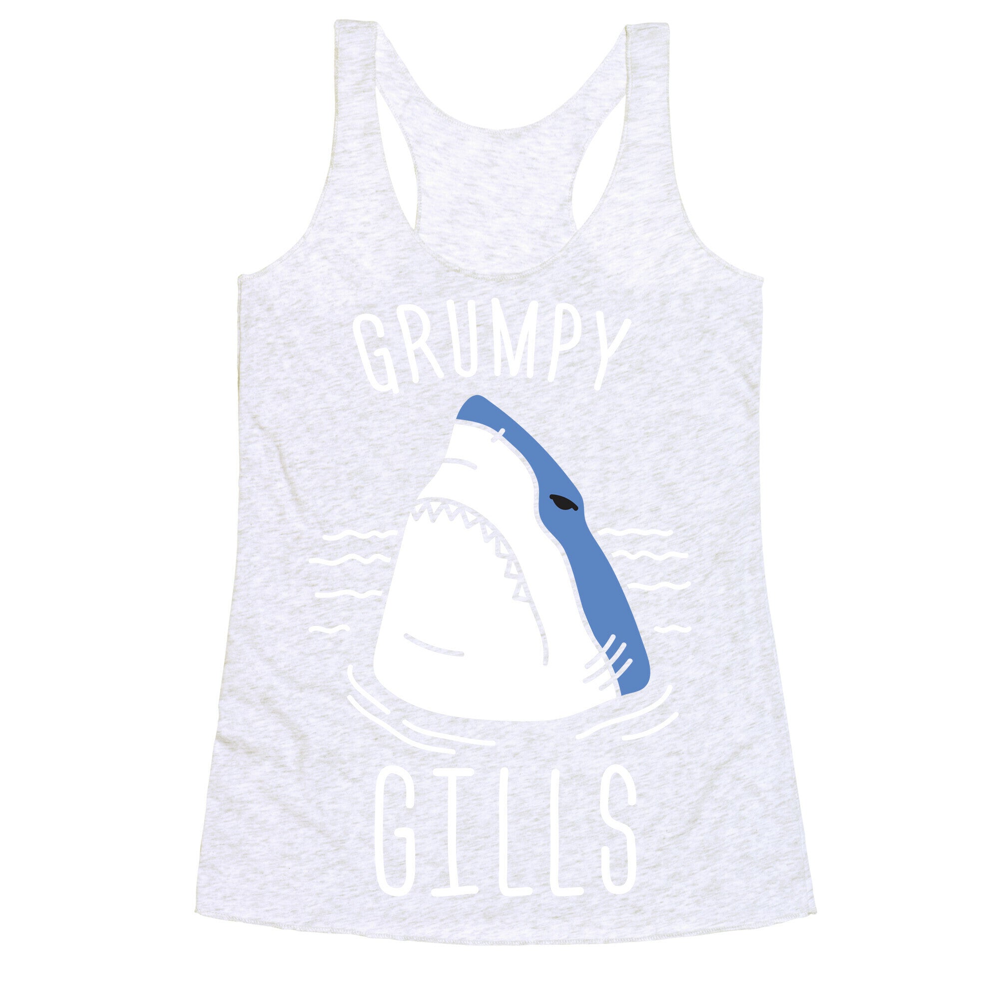 Grumpy Gills Shark (White) Racerback Tank