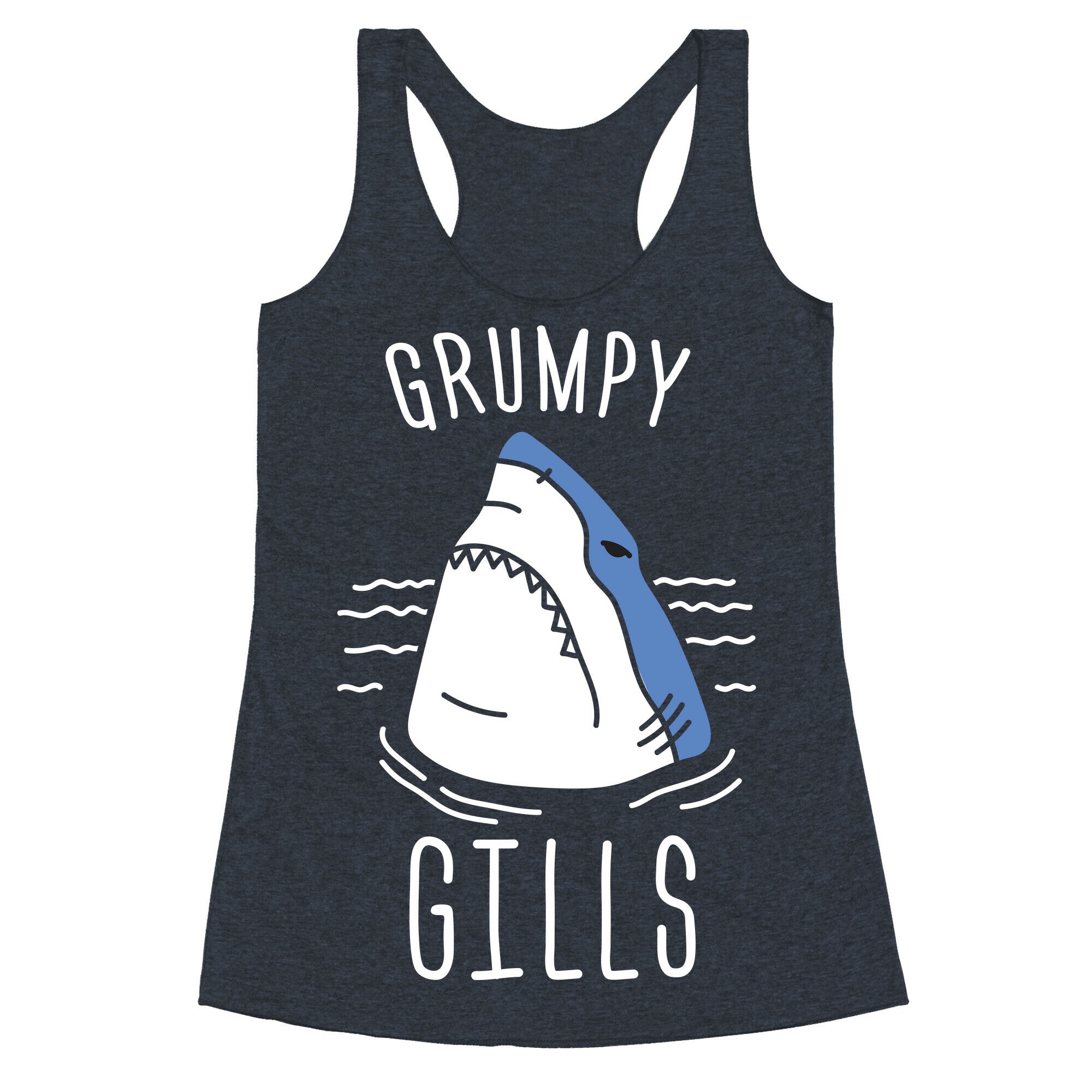 Grumpy Gills Shark (White) Racerback Tank
