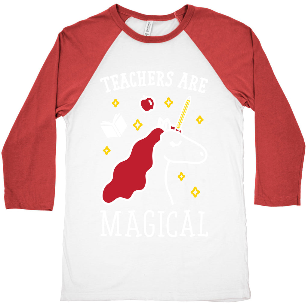 Teachers Are Magical (White) Baseball Tee
