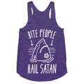 Bite People Hail Satan - Shark (White) Racerback Tank