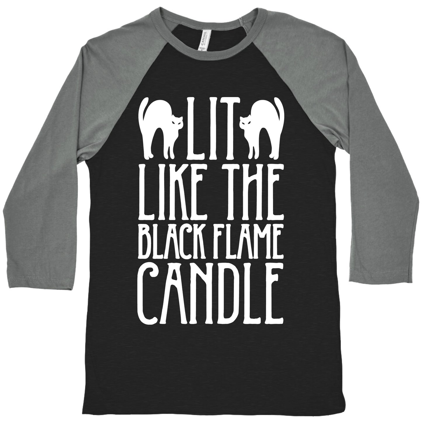 Lit Like The Black Flame Candle White Print Baseball Tee