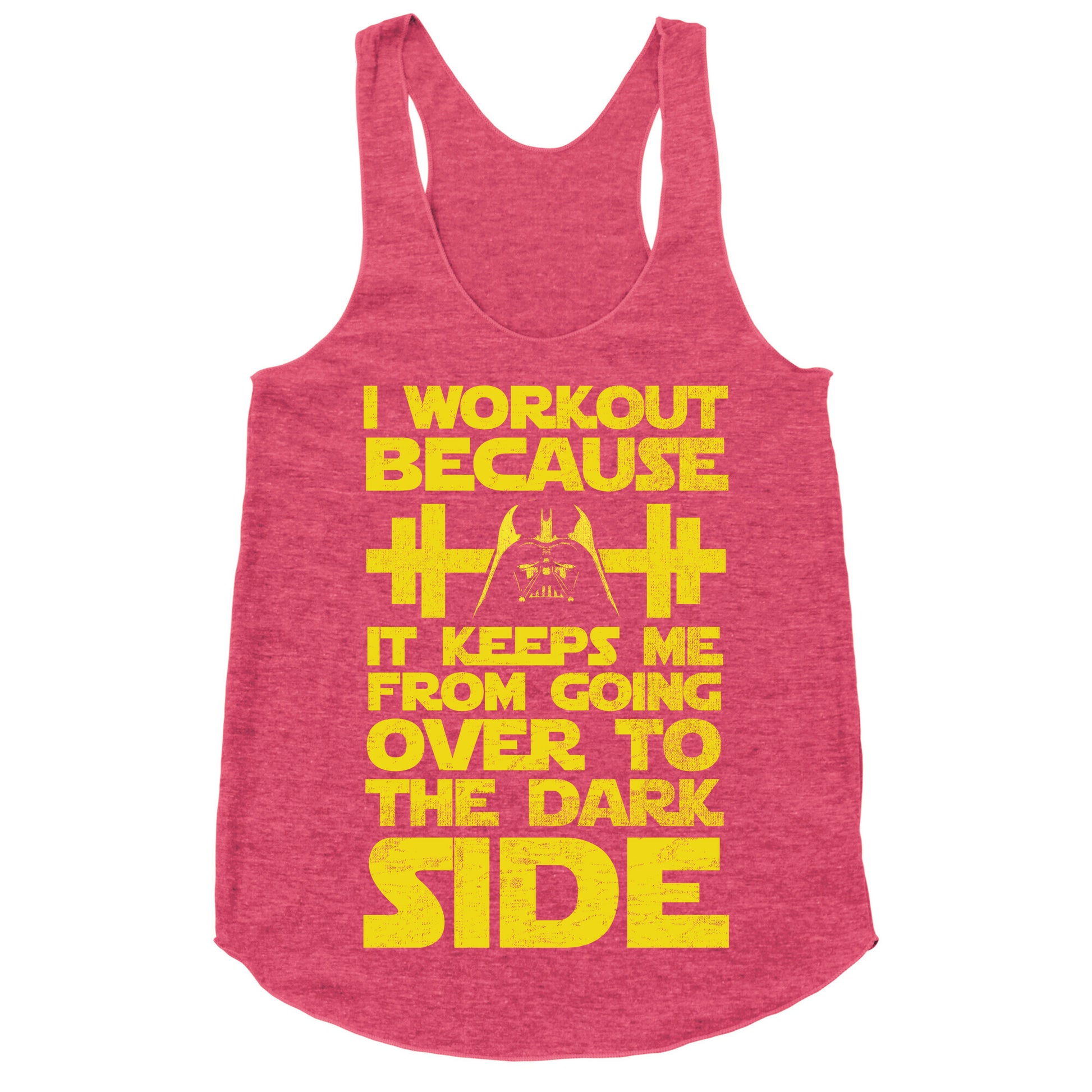 It Keeps me from the Darkside (workout) Racerback Tank