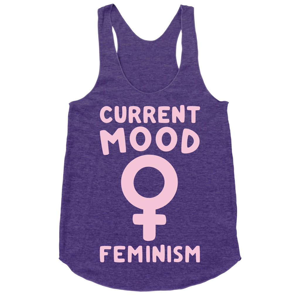 Current Mood Feminism White Print Racerback Tank
