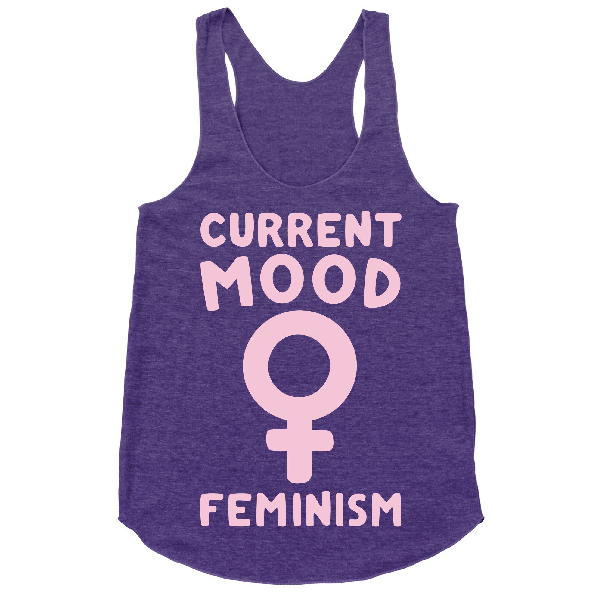 Current Mood Feminism White Print Racerback Tank