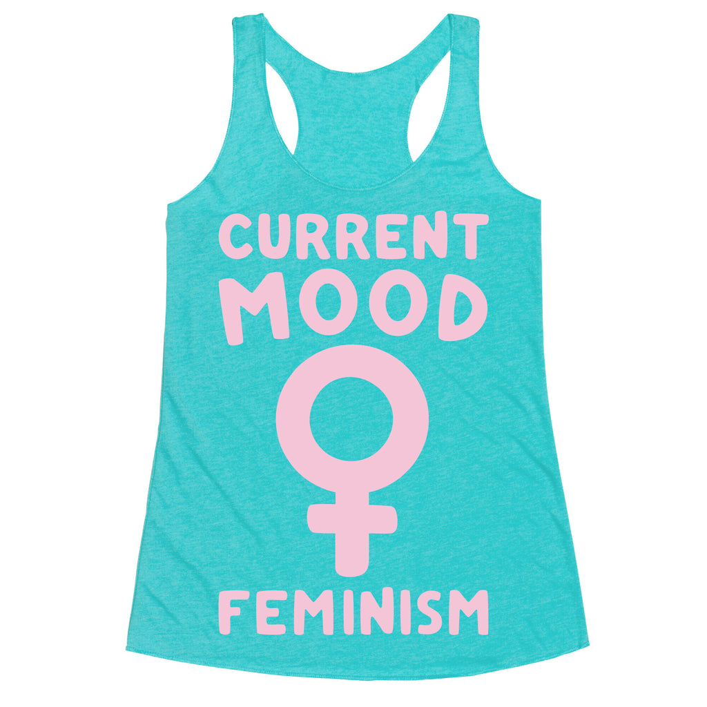 Current Mood Feminism White Print Racerback Tank