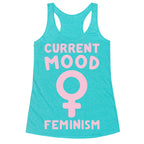 Current Mood Feminism White Print Racerback Tank