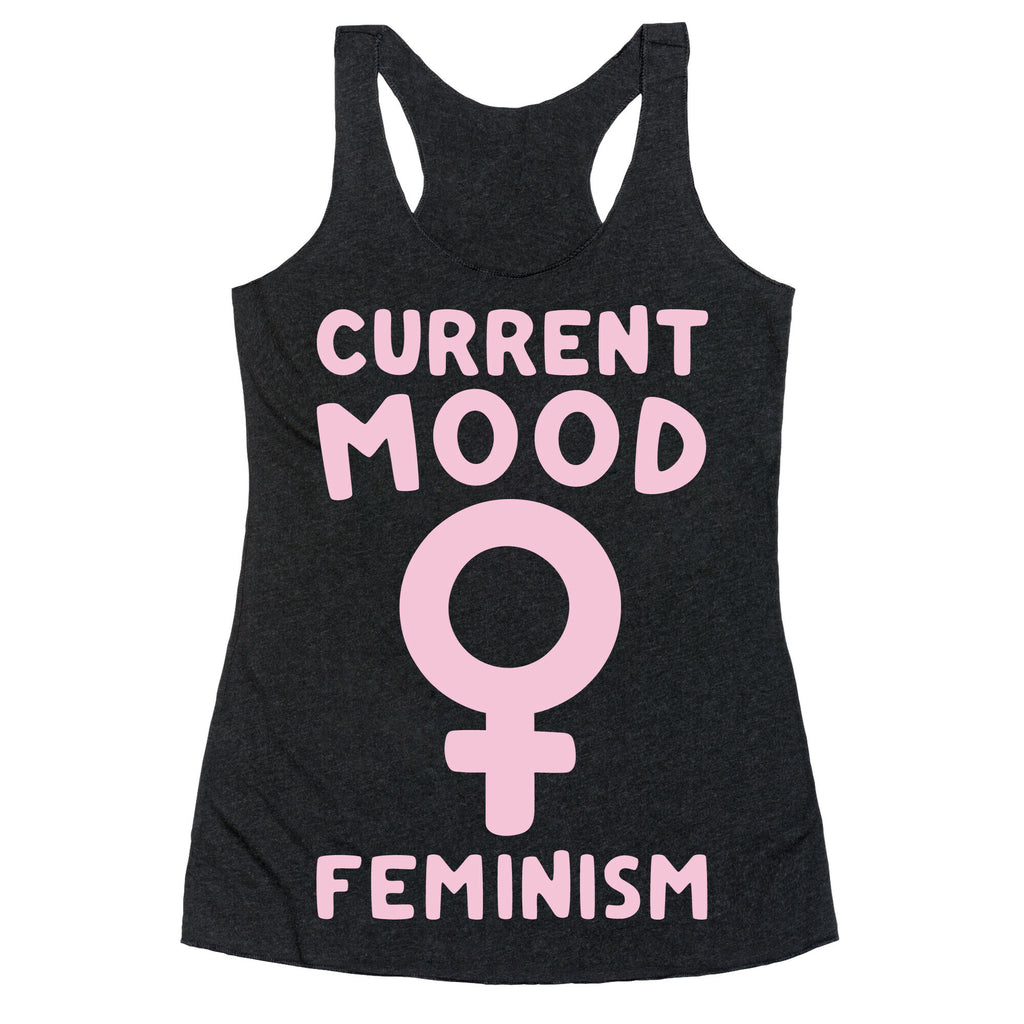 Current Mood Feminism White Print Racerback Tank