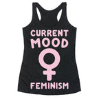 Current Mood Feminism White Print Racerback Tank