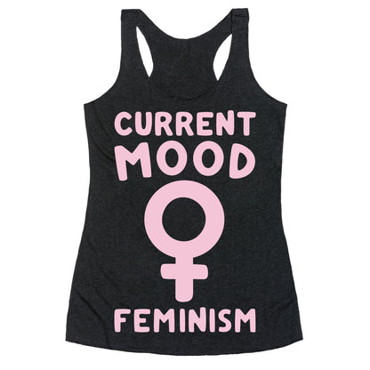 Current Mood Feminism White Print Racerback Tank