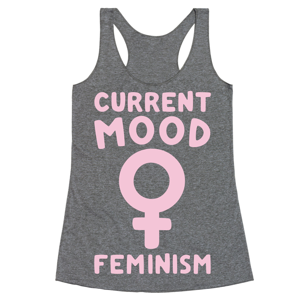 Current Mood Feminism White Print Racerback Tank