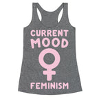 Current Mood Feminism White Print Racerback Tank