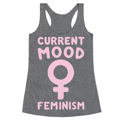Current Mood Feminism White Print Racerback Tank