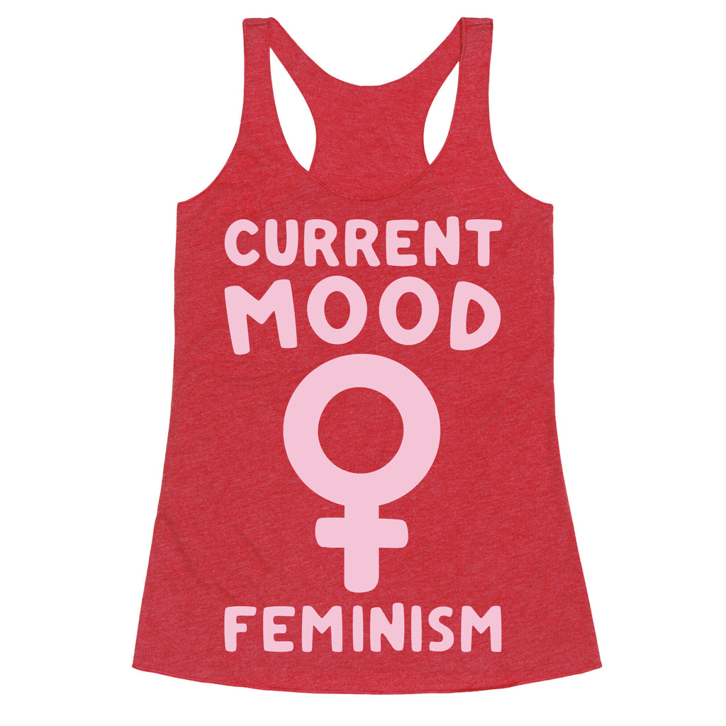 Current Mood Feminism White Print Racerback Tank