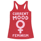 Current Mood Feminism White Print Racerback Tank