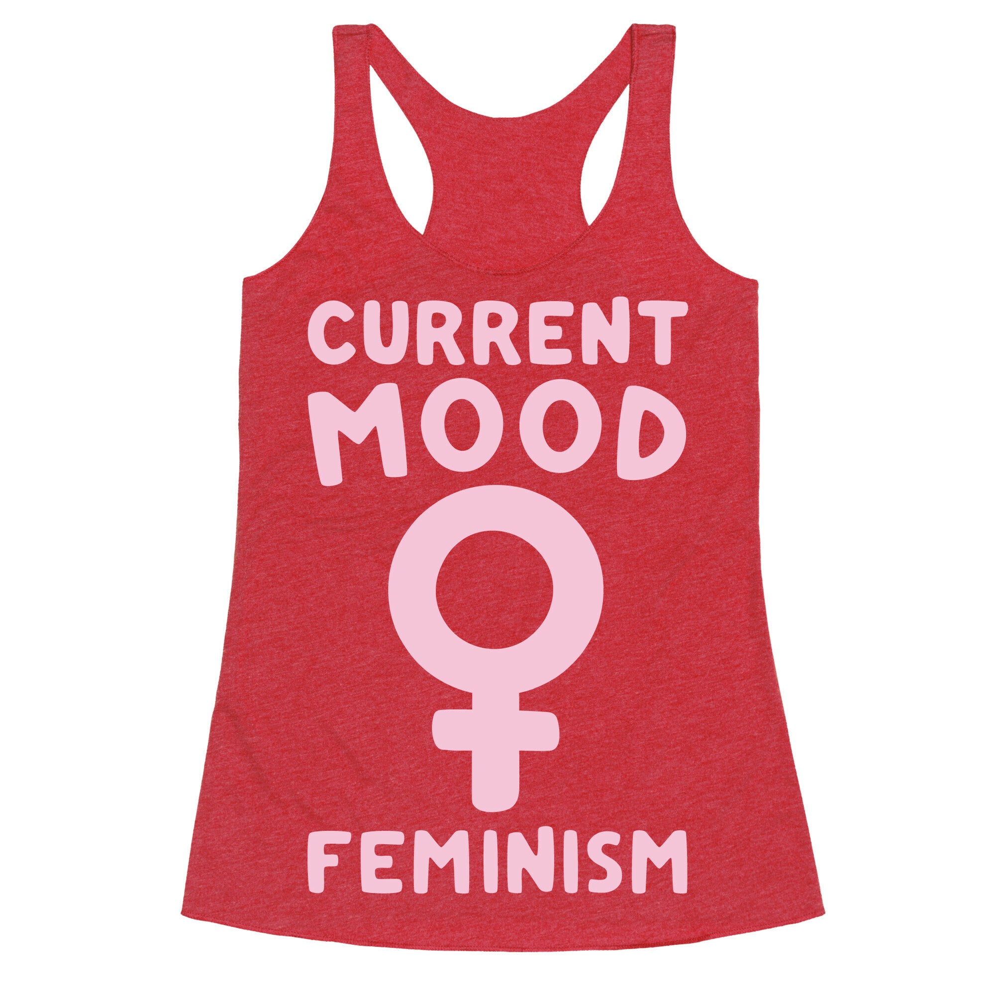 Current Mood Feminism White Print Racerback Tank