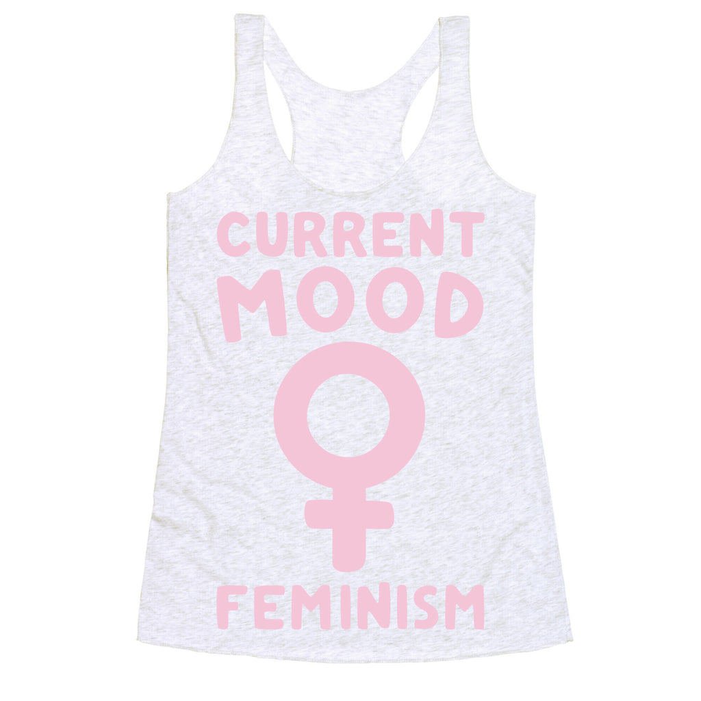 Current Mood Feminism White Print Racerback Tank