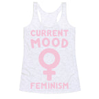 Current Mood Feminism White Print Racerback Tank
