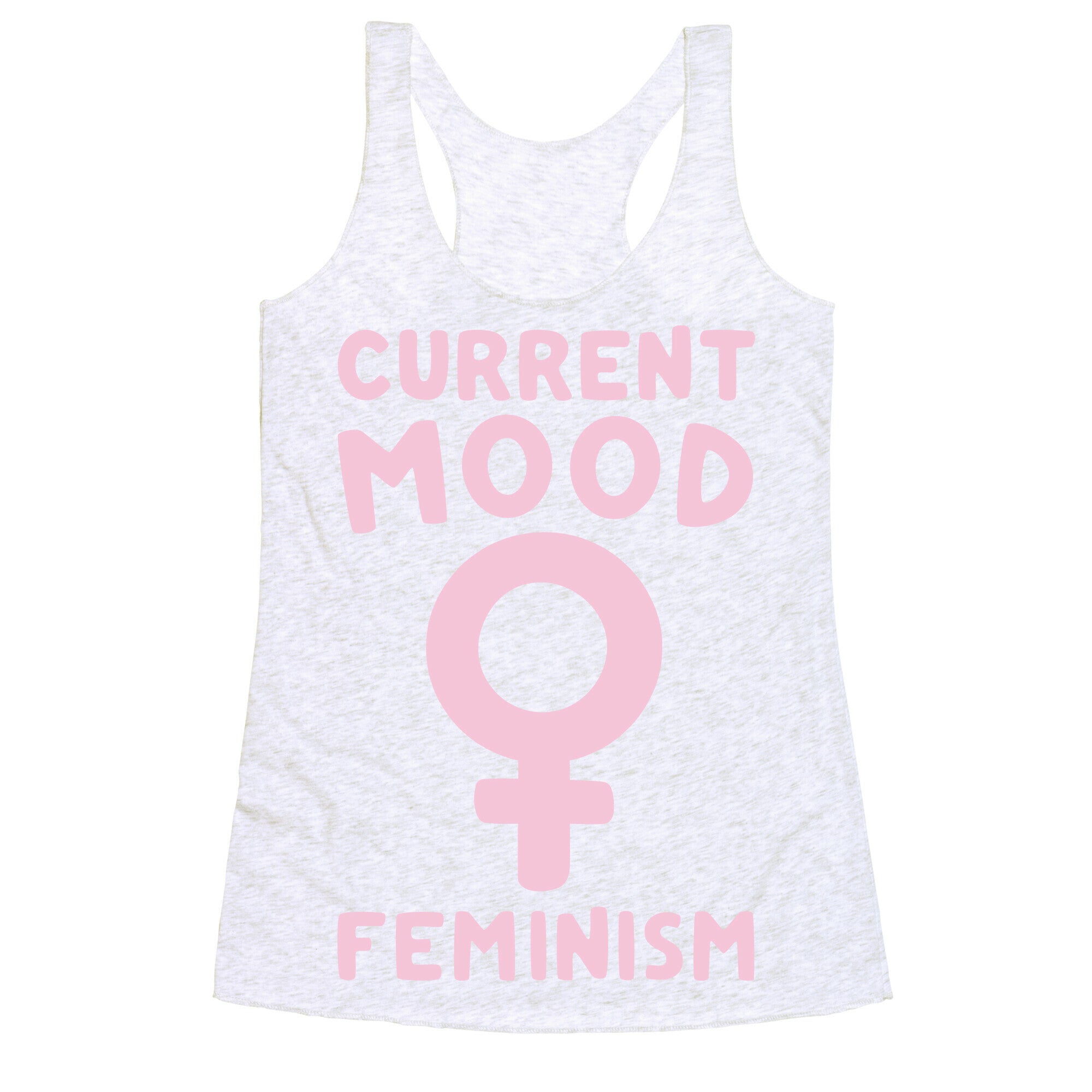 Current Mood Feminism White Print Racerback Tank