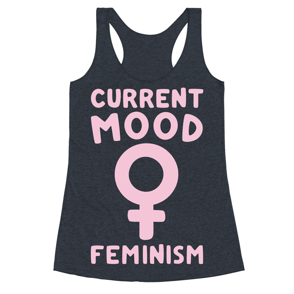 Current Mood Feminism White Print Racerback Tank