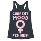 Current Mood Feminism White Print Racerback Tank
