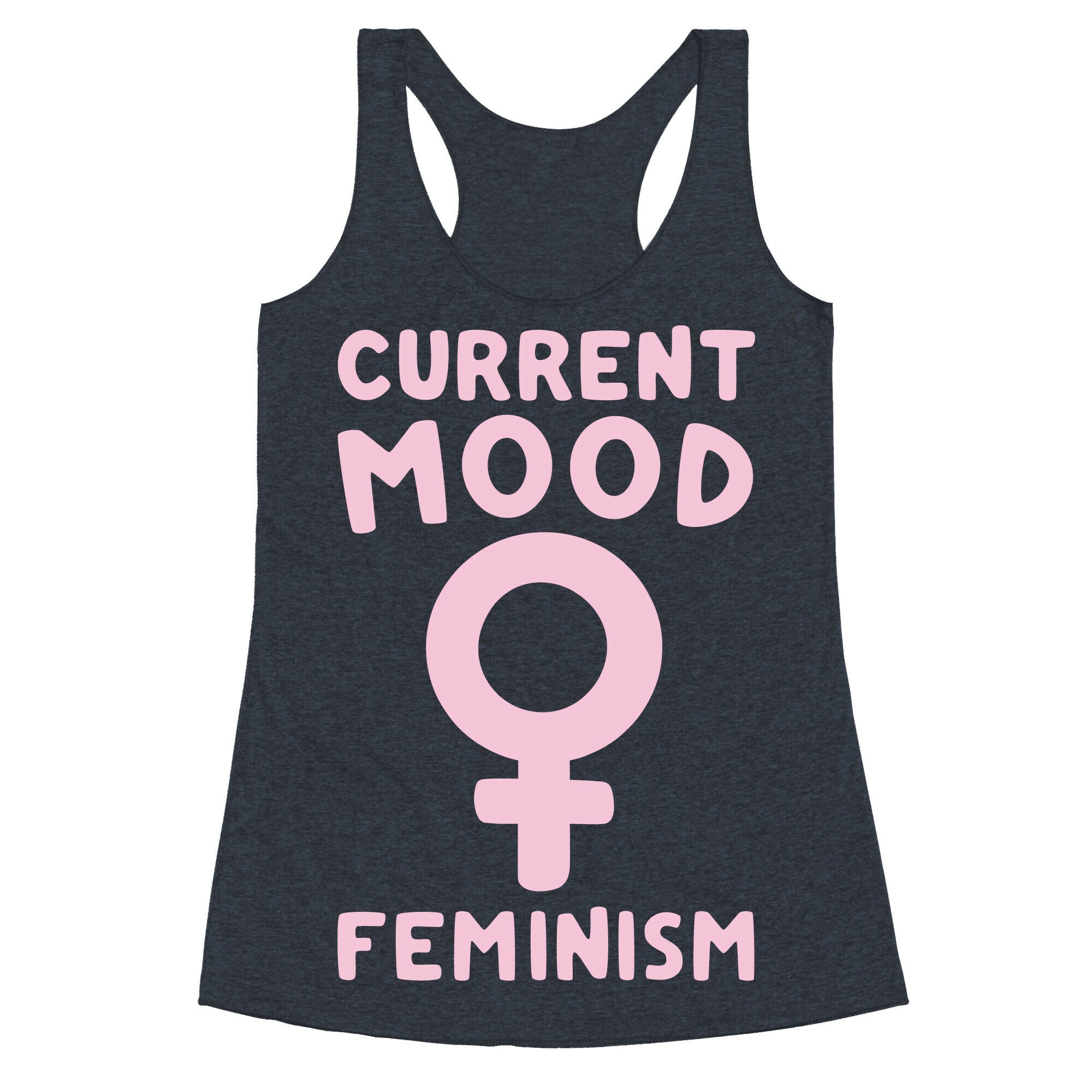 Current Mood Feminism White Print Racerback Tank