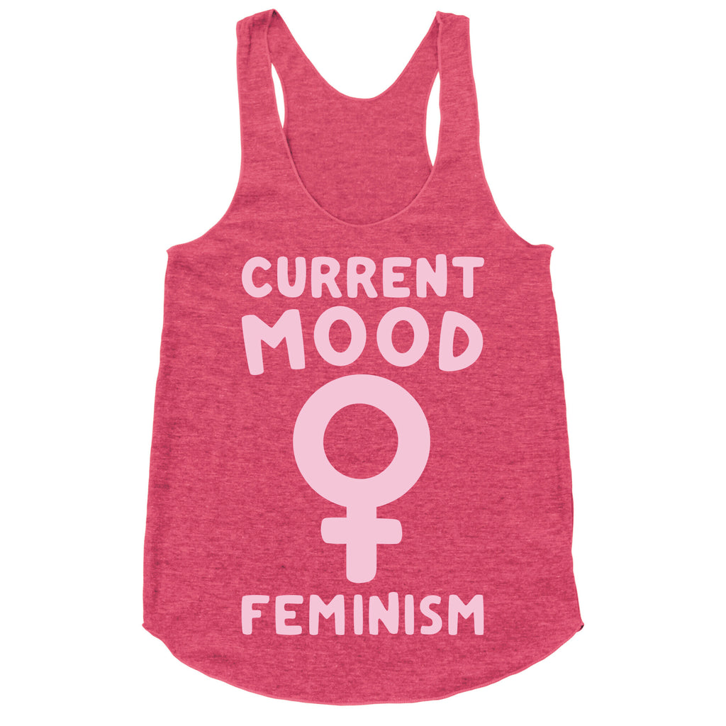 Current Mood Feminism White Print Racerback Tank