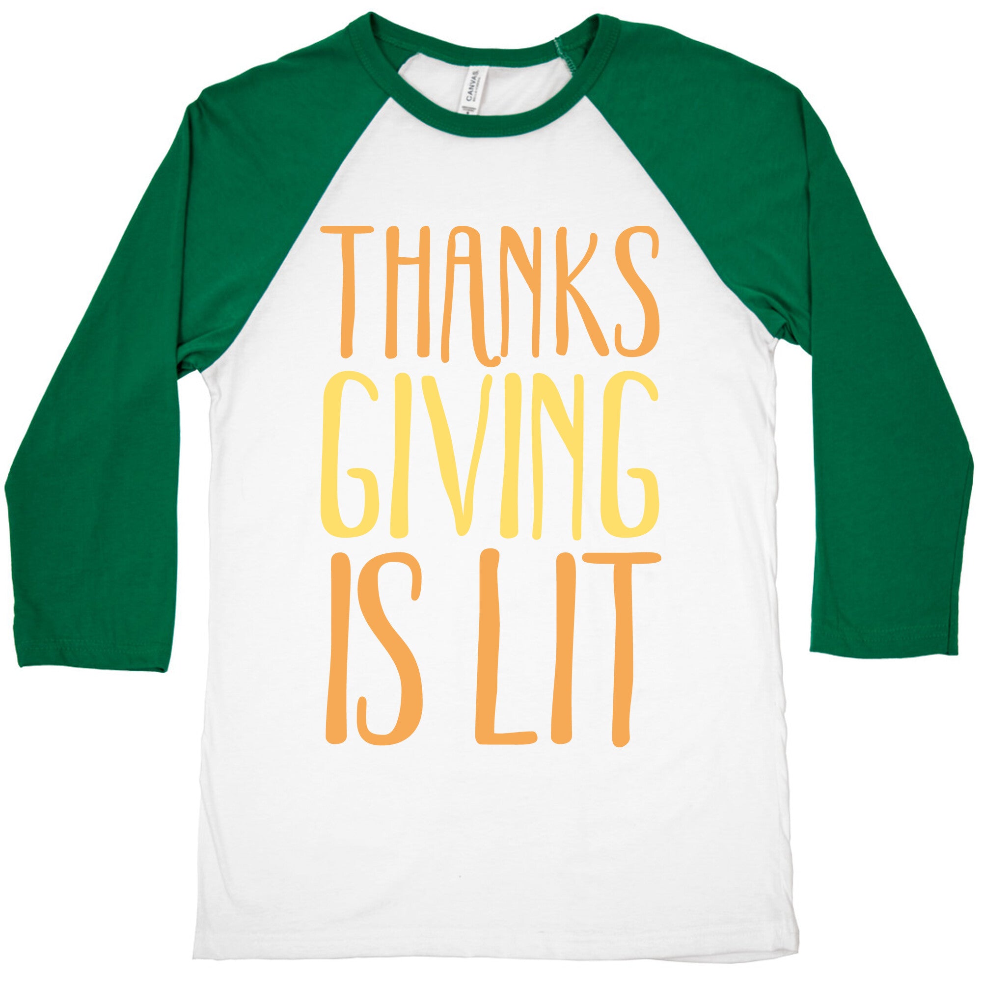 Thanksgiving Is Lit White Print Baseball Tee
