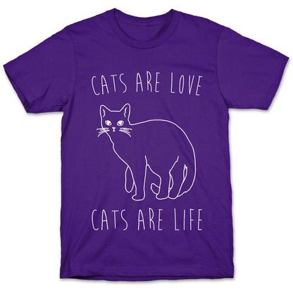 Cats Are Love Cats Are Life White Print T-Shirt