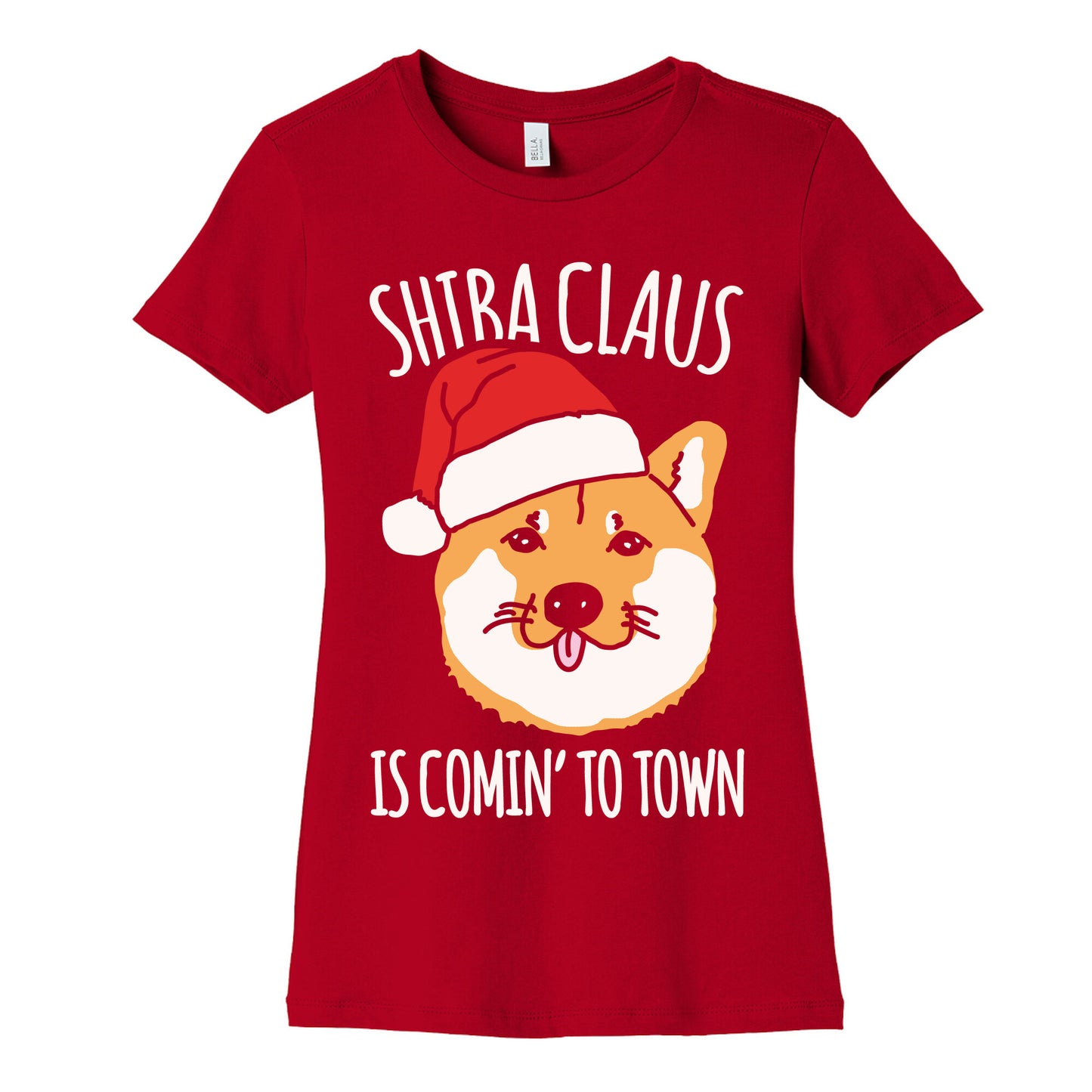 Shiba Claus Is Comin' To Town White Print Women's Cotton Tee