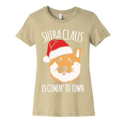 Shiba Claus Is Comin' To Town White Print Women's Cotton Tee