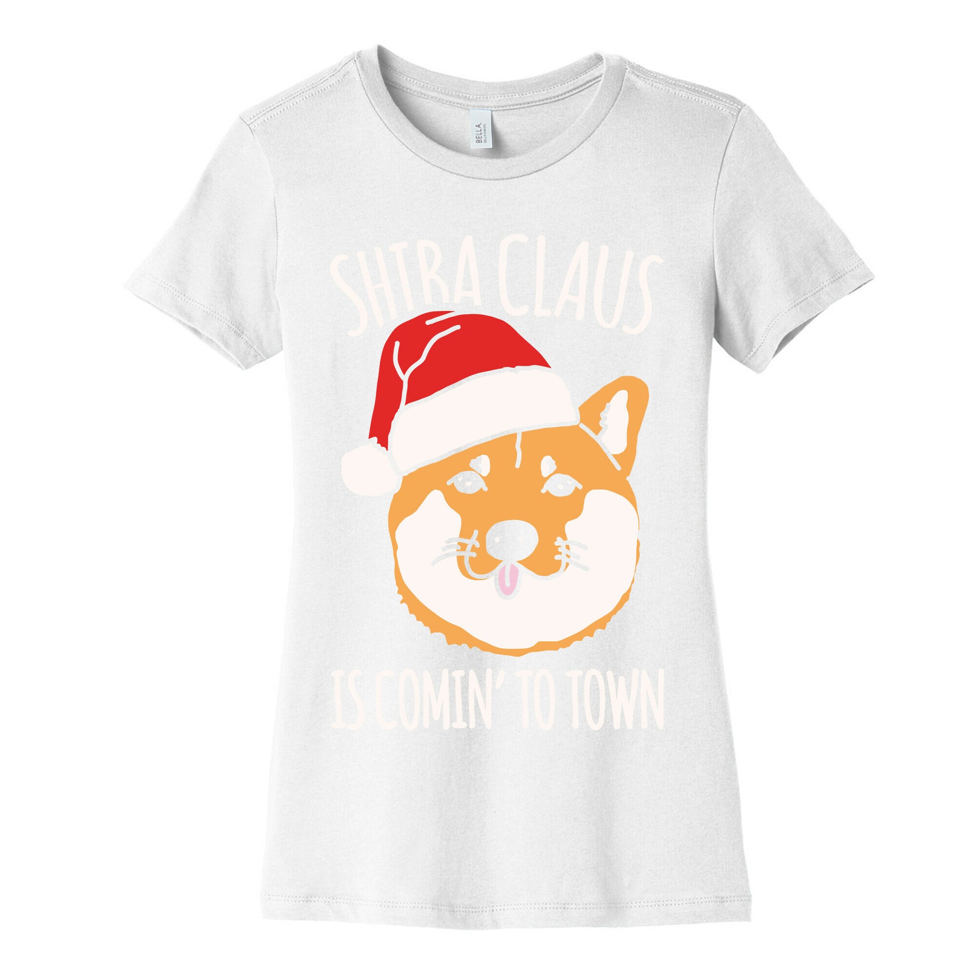 Shiba Claus Is Comin' To Town White Print Women's Cotton Tee