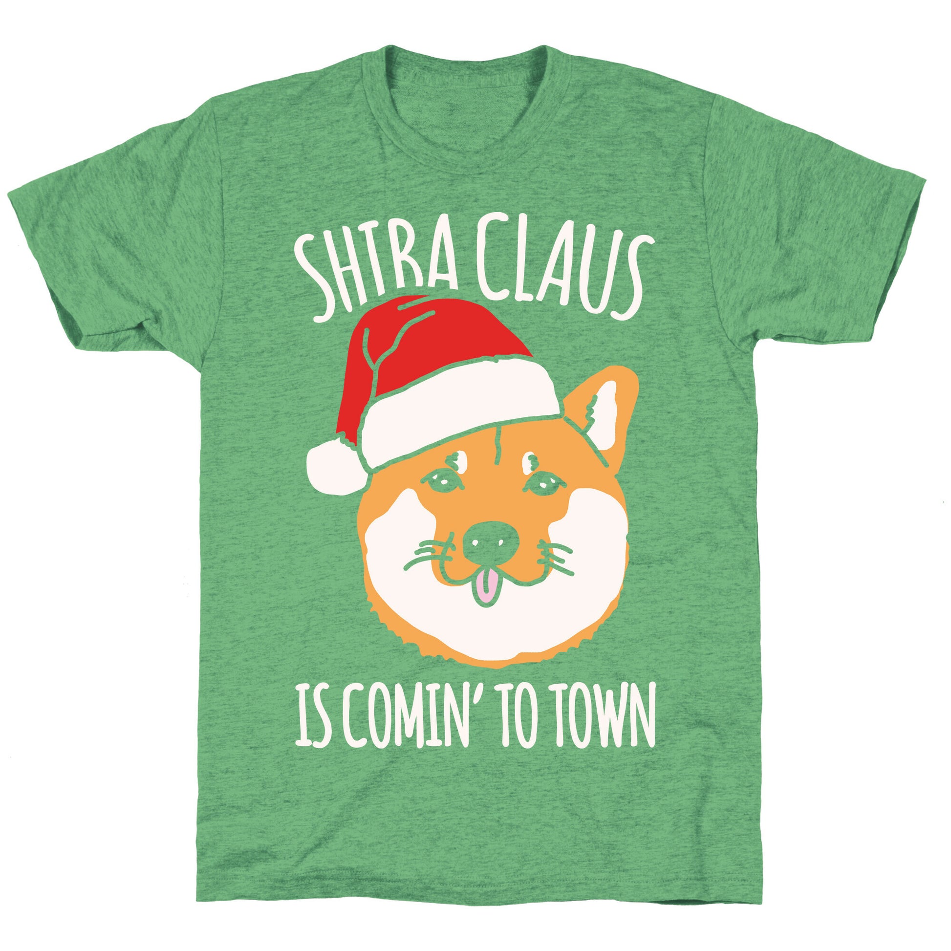 Shiba Claus Is Comin' To Town White Print Unisex Triblend Tee