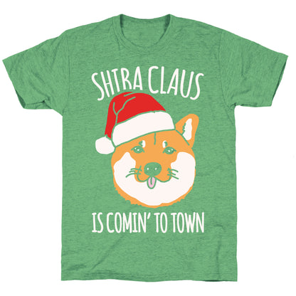Shiba Claus Is Comin' To Town White Print Unisex Triblend Tee