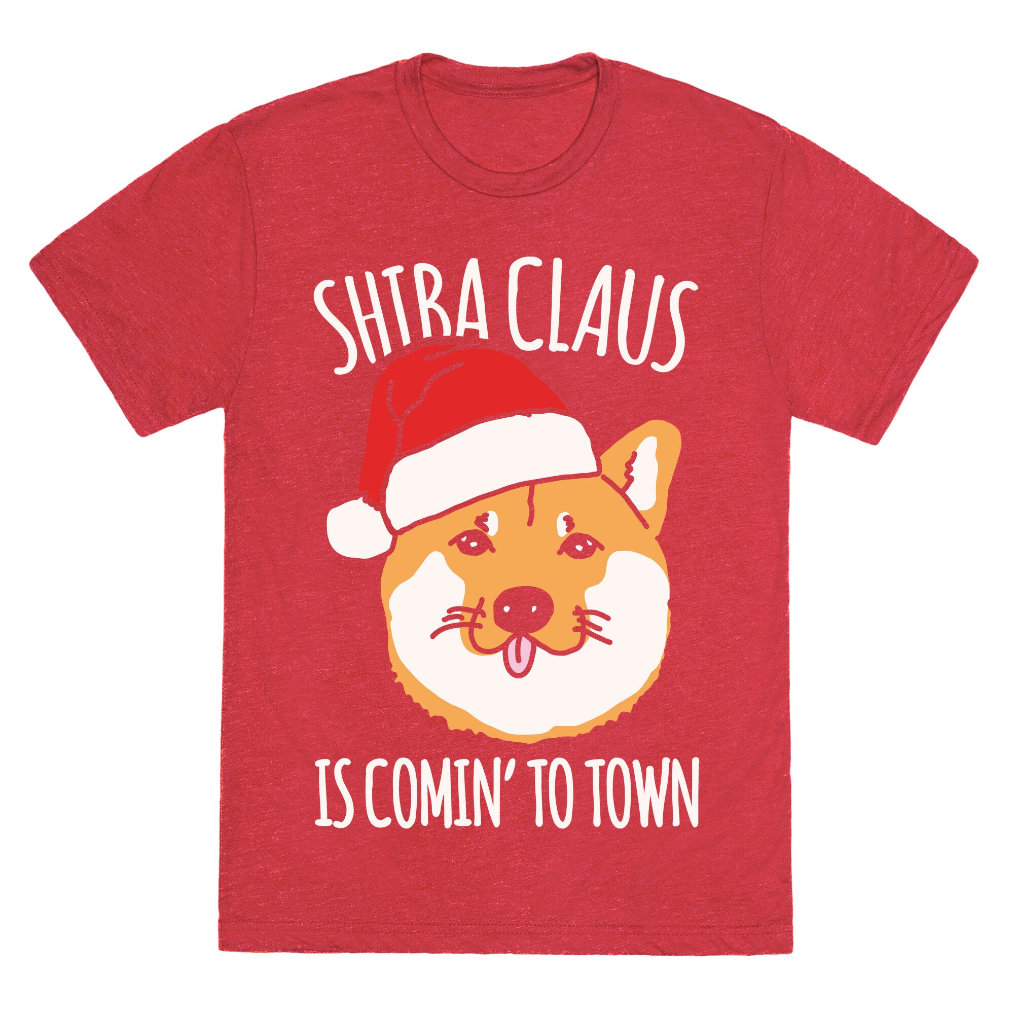 Shiba Claus Is Comin' To Town White Print Unisex Triblend Tee