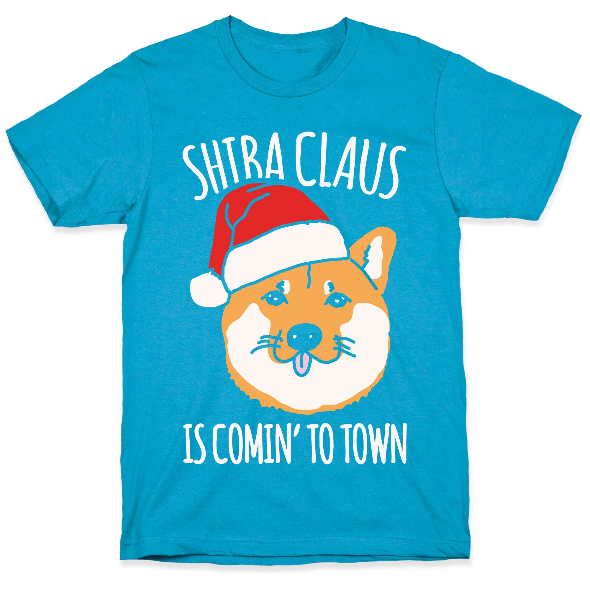 Shiba Claus Is Comin' To Town White Print Unisex Triblend Tee