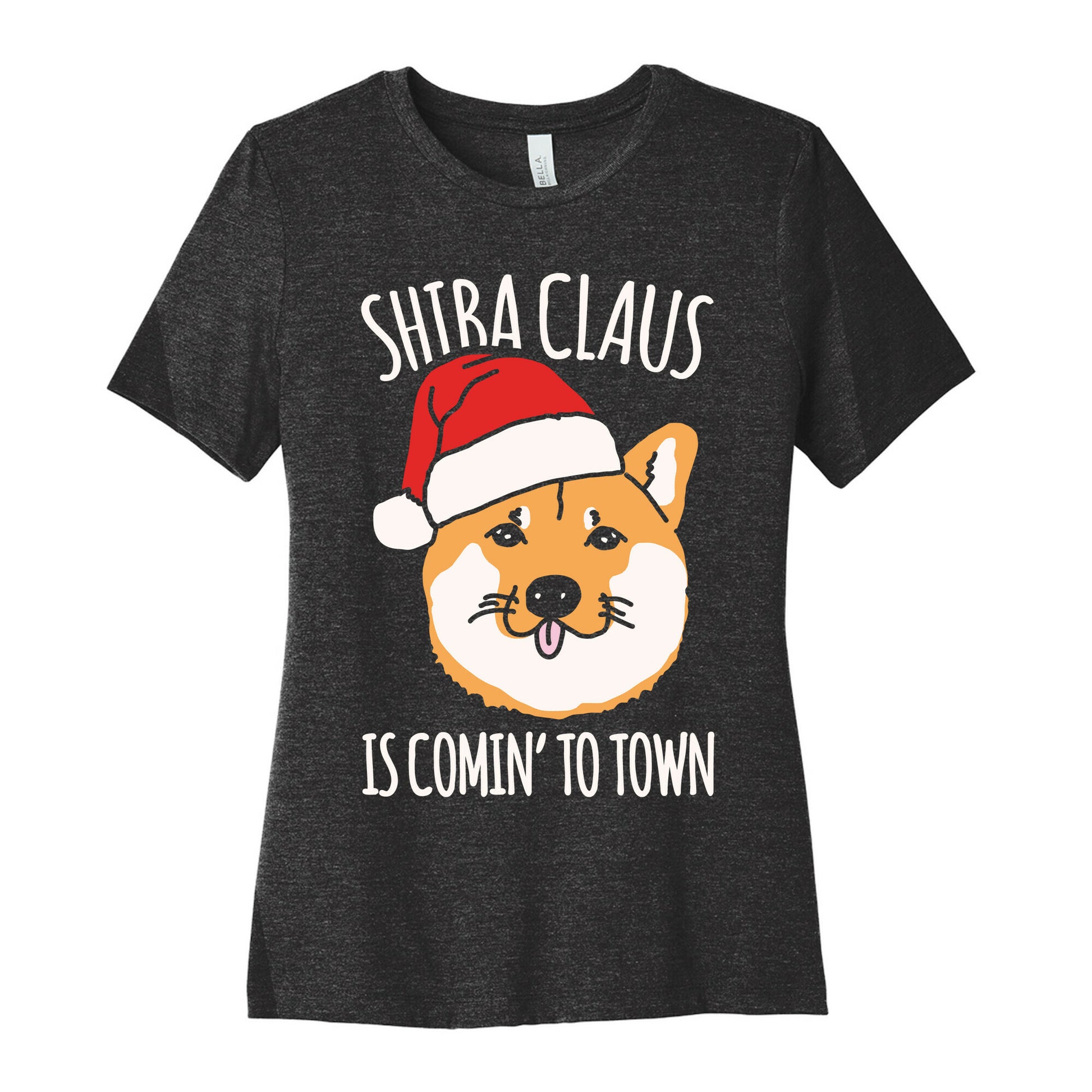 Shiba Claus Is Comin' To Town White Print Women's Cotton Tee