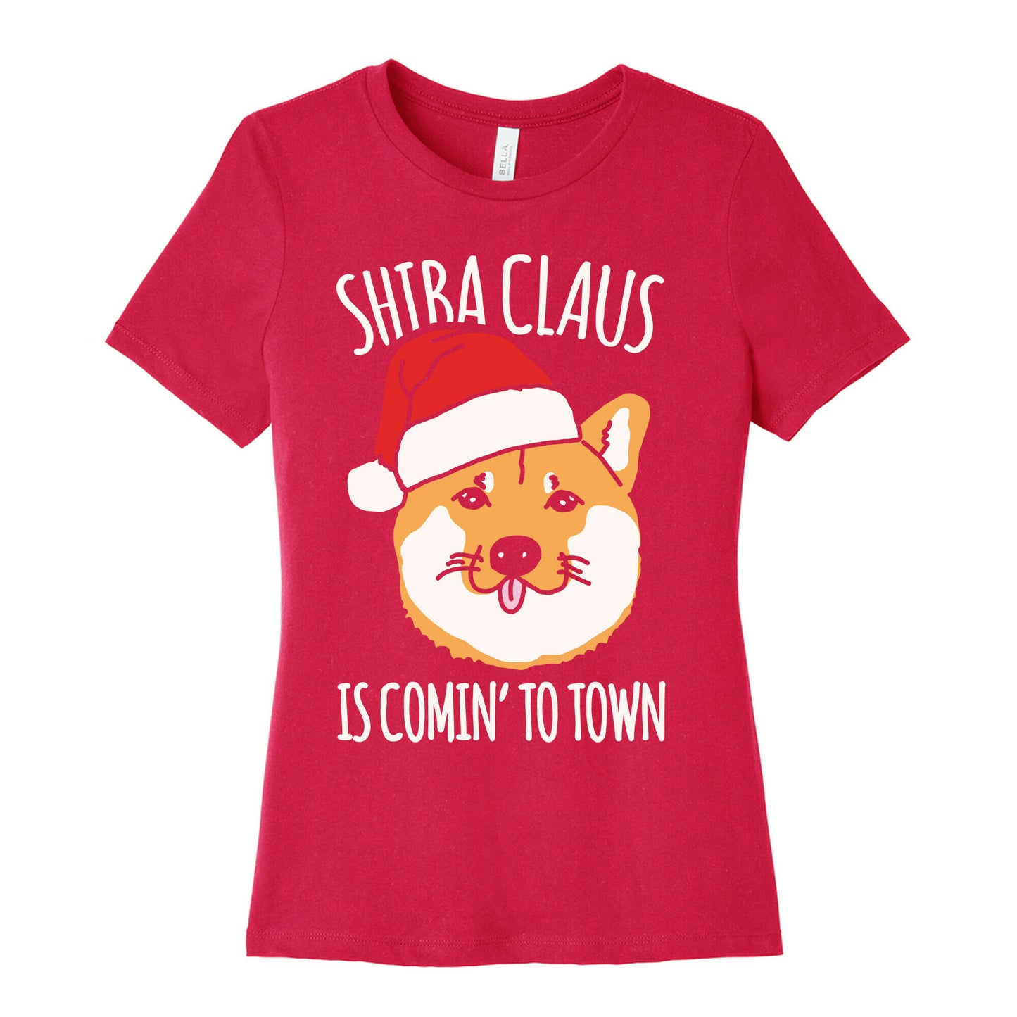 Shiba Claus Is Comin' To Town White Print Women's Cotton Tee