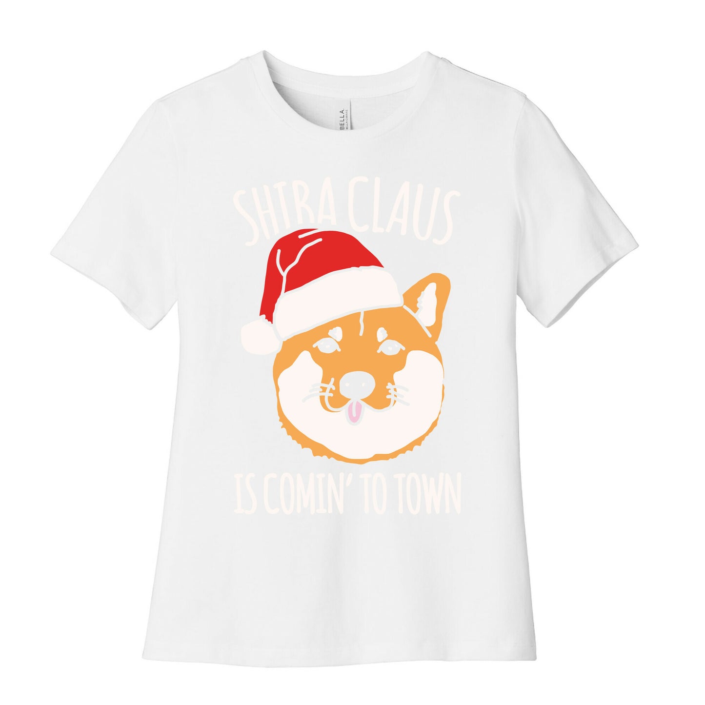 Shiba Claus Is Comin' To Town White Print Women's Cotton Tee